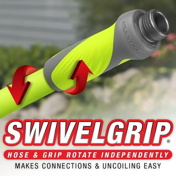 Flexzilla SwivelGrip HFZG510YWS-N/CA Garden Hose, 5/8 in, 10 ft L, GHT, Polymer, Green - HFZG510YWS-CA