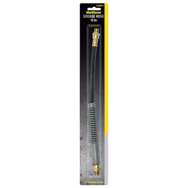 Workforce Grease Hose, 3/16in x 12in Thermoplastic, 1/8in MNPT Ends, Spring Guard - L2270SP-1