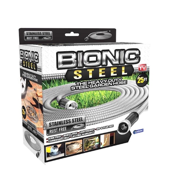 Curans One 25 ft. Heavy Duty Commercial Grade Garden Hose Silver - CU3304121