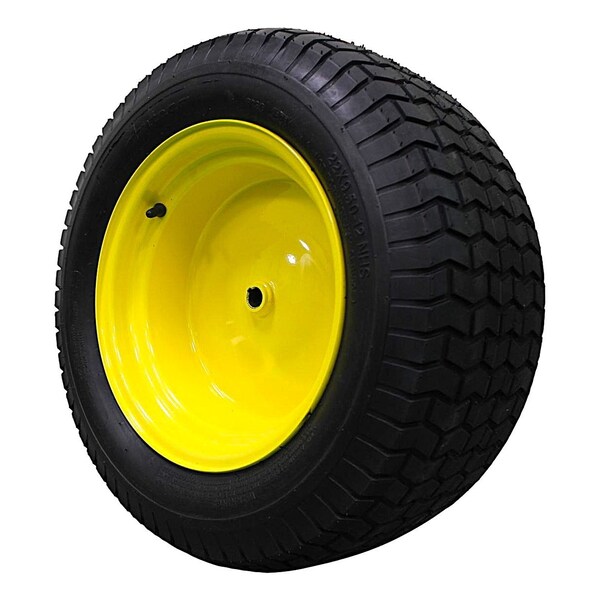 Antego 22 x 9.5-12 in Lawn Mower Tire & Wheel, 4 Ply, Yellow, 2 PK - A127500601042295012