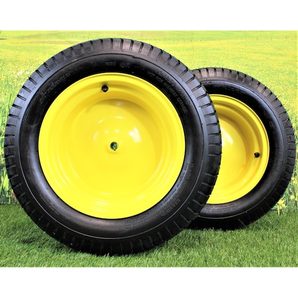 Antego 22 x 9.5-12 in Lawn Mower Tire & Wheel, 4 Ply, Yellow, 2 PK - A127500601042295012