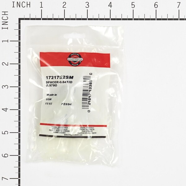 Briggs & Stratton Spacer, 0.641 ID x 0.978 OD - 1721752SM