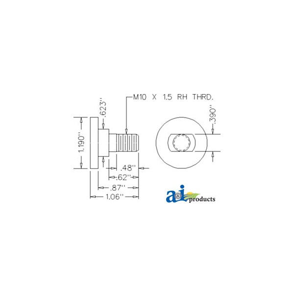 A & I Products Bolt Kit, Disc Mower Blade, 10 pack 5" x2" x1" - A-76N927