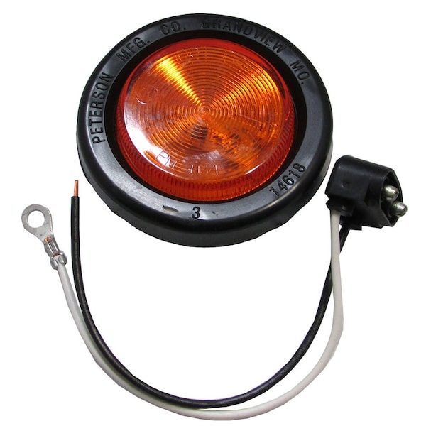 Aftermarket Amber 2" Round LED Trailer Side Marker Light Kit w/ Wires, Grommet, & Lamp - ELJ50-0242