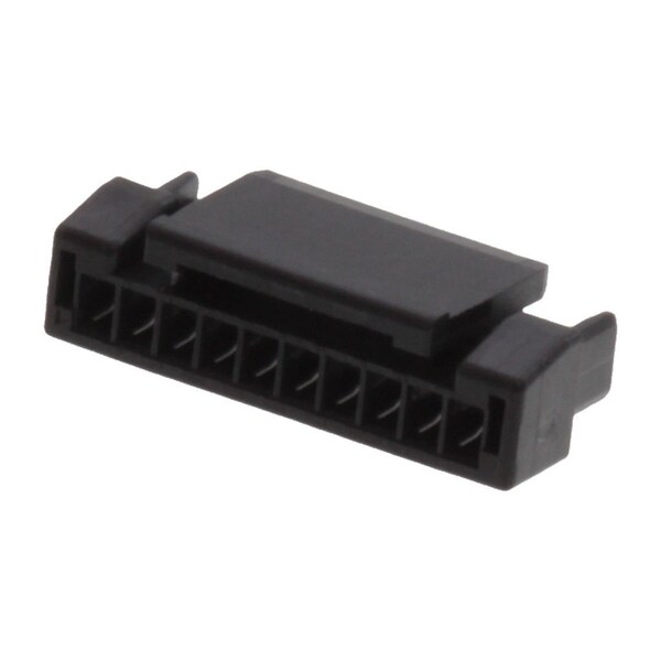 Conector de placa Molex, 10 contactos, 1 fila, hembra, paso de 0.05 pulgadas, terminal de engarce, con seguro, negro - 5055651001
