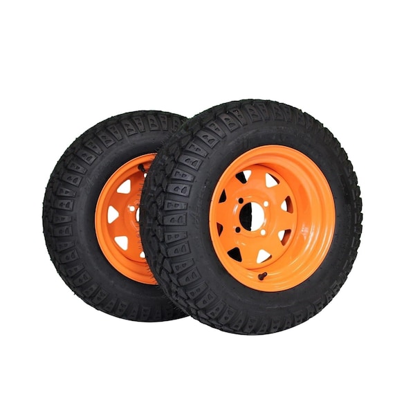 Antego 23 x 9.5-12 in Lawn Mower Tire & Wheel Assembly, Cats Eye Gold, 2 PK - A127023005340042395012