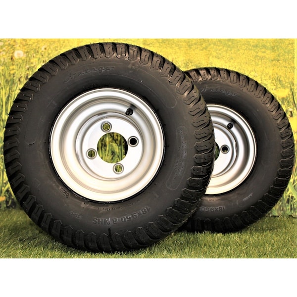 Antego 18 x 9.5-8 in Lawn Mower Tire & Wheel Assembly, 4 Ply, Gray, 2 PK - A870050590304189508