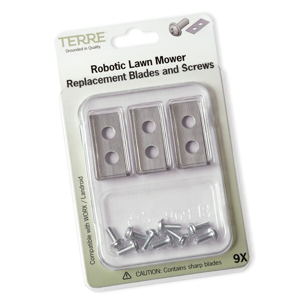 T Terre Robotic Lawn Mower Blades 9 Pack Compatible with Worx Landroid models, 9PK - 43-WOR-2700-09