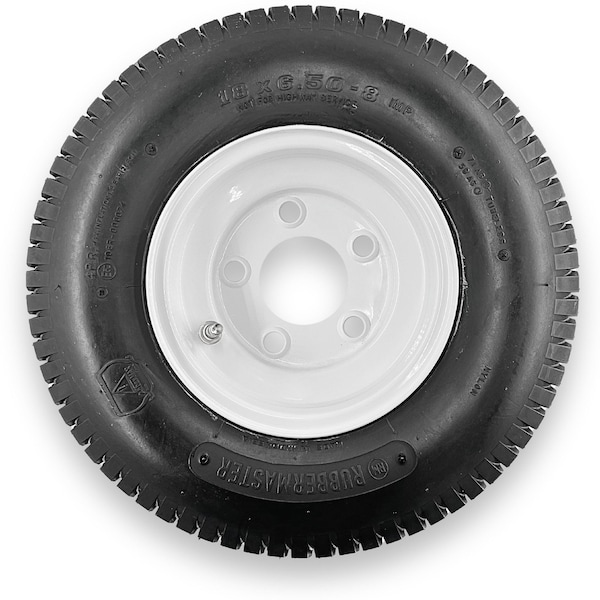 Rubbermaster - Steel Master Rubbermaster 18x6.50-8 4 Ply Turf Tire and 5 on 4.5 Stamped Wheel Assembly - 598987