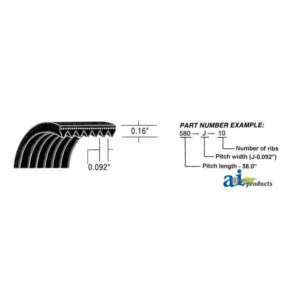 A & I Products Micro-Rib V-Belt (47.0") 20" x5" x2" - A-470J16