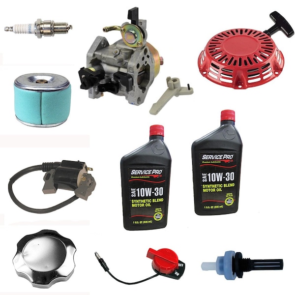 Aic Replacement Parts Kit Fits Honda GX160 Recoil Carburetor Ignition Coil Spark Plug Air Filter - 55125-TUNEUPKIT