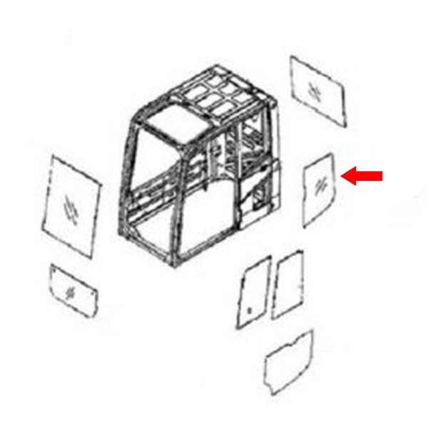 Aftermarket 20Y-54-51241 Rear LH Side Glass Fits Komatsu Excavator PC400LC-7 PC300LC-7 - CAH40-0106