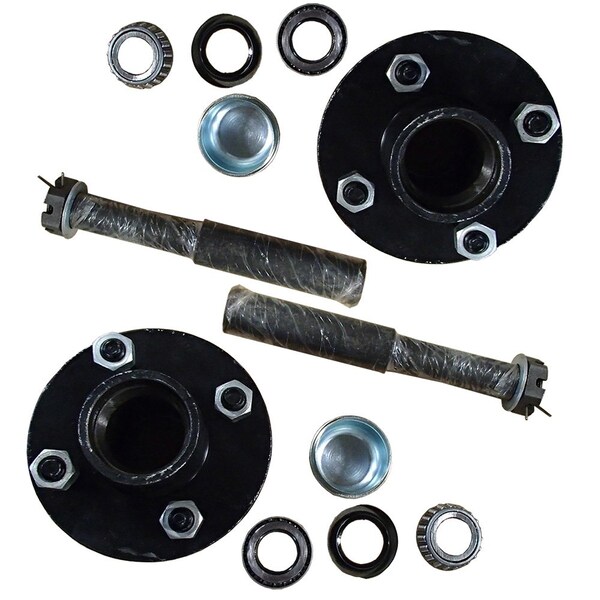Aic Replacement Parts 4 on 4 Trailer Axle Kit 2000 lbs Idler Hubs Round Spindles Bearings Seals - FRJ20-0028_X2-RAP