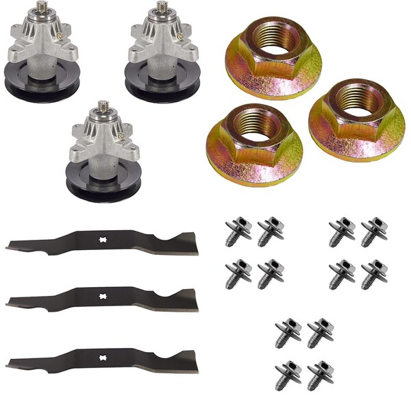Aic Replacement Parts Heavy Duty Blade & Spindle Kit w/ Hardware for 50 Fits Cub Cadet Mowers - 618-04126-BLADESBOLTSKIT