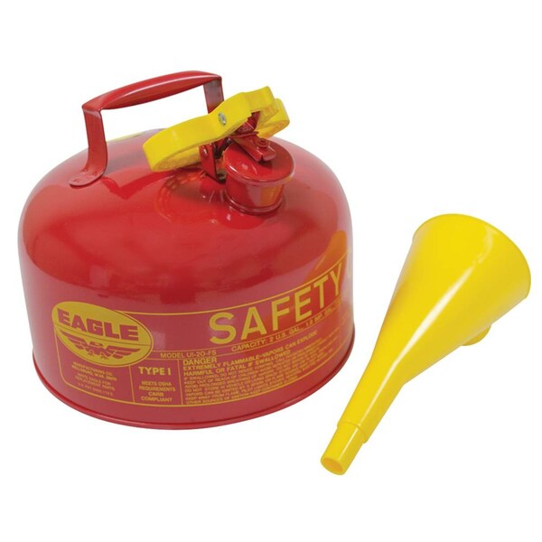 Stens Red Metal Safety Fuel Can, 2 Gal With Funnel, 24-Gauge Hot Dipped Galvanized Steel 765-184 - 765-184