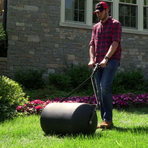 Brinly 18x24 Inch 28 Gallon Poly Lawn Roller: Heavy-Duty, Easy Storage, Wide Opening for Filling - PRC-242BH