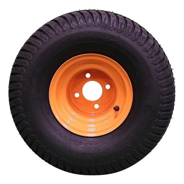 Antego 20x10.00-8 Lawn Mower Wheel Assembly, 4 Ply, Cats Eye Gold, 2 PK - A87000505303042010008