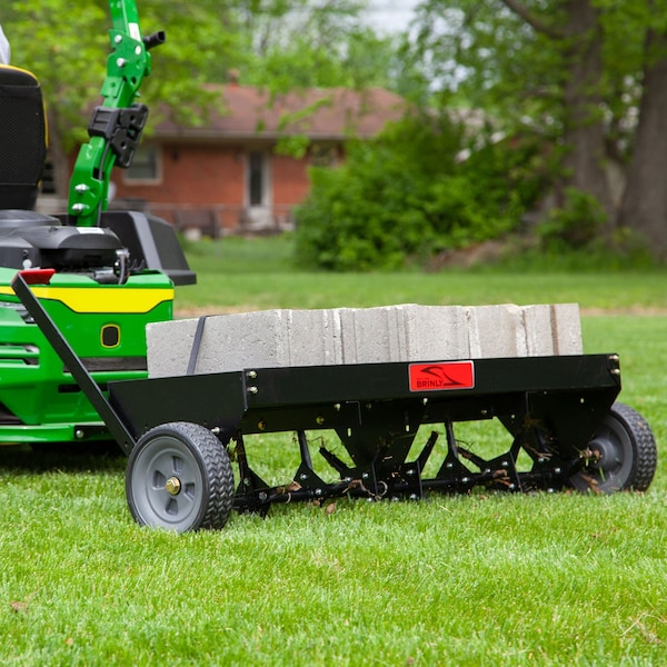 Brinly 48in Tow-Behind Plug Aerator: Heavy-Duty Design with 32 Steel Tines, 200 lbs. Weight Capacity - PA-482BH