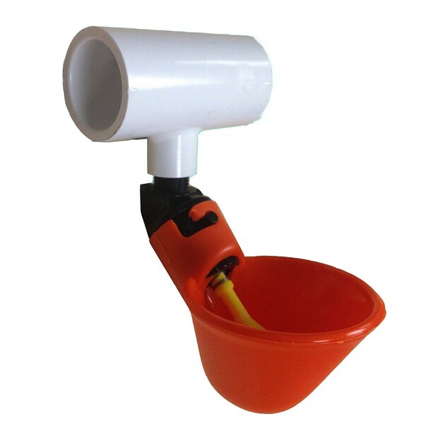 Aftermarket One (1) Automatic Waterer Drinker Cup and PVC Fitting Chicken Water Poultry Coop - OTK20-0428