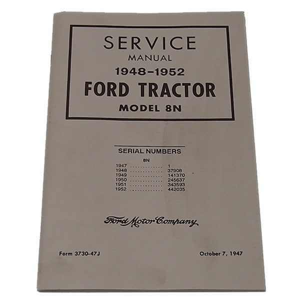 Aftermarket Chassis Dealer Shop Service Manual Fits Ford 8N 8-N Tractor 1948 - 1952 - MAR60-0044