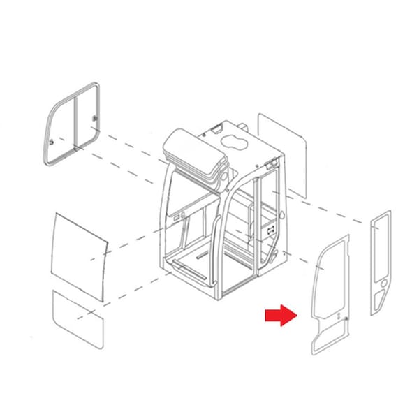 Aftermarket Cab Glass Door fits Takeuchi Models: TB175 TB145 TB135 TB070 TB125 - CAH40-0055