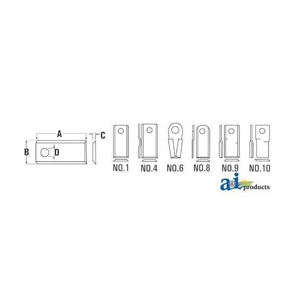A & I Products Blade, Disc Mower, Flat, Double edge 3" x3" x2" - A-76N276