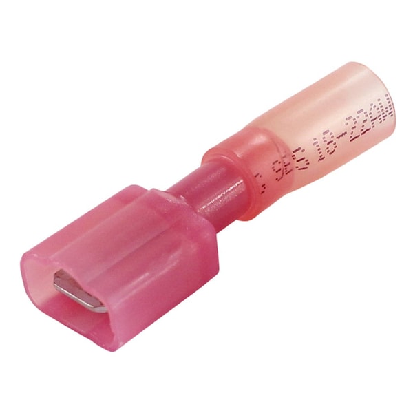 Terminal de desconexión macho totalmente aislado de 22-18 AWG - Rojo - Paquete de 25 - TDE18-250FIM-25