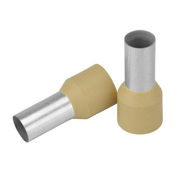 Grupo Pacer Pacer Beige 2 AWG Ferrule de alambre - Longitud de 16mm - Paquete de 10 - TFRL2-16MM-10