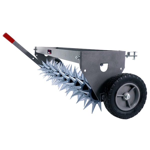 Brinly 40in Tow-Behind Spike Aerator with Transport Wheels: 10 Steel Tines, Rotating Stars - SAT2-40BH-S