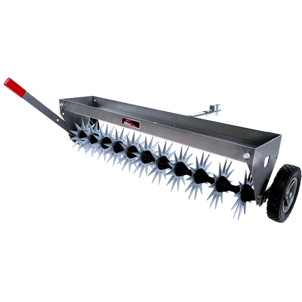 Brinly 40in Tow-Behind Spike Aerator with Transport Wheels: 10 Steel Tines, Rotating Stars - SAT2-40BH-S