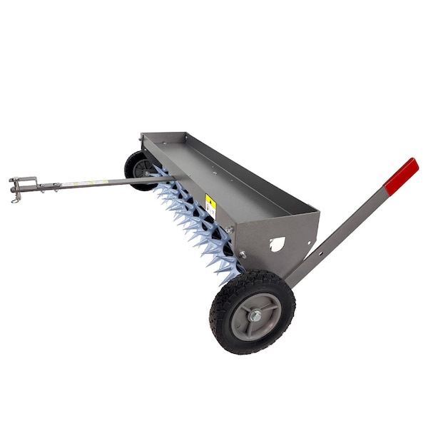 Brinly 40in Tow-Behind Spike Aerator with Transport Wheels: 10 Steel Tines, Rotating Stars - SAT2-40BH-S