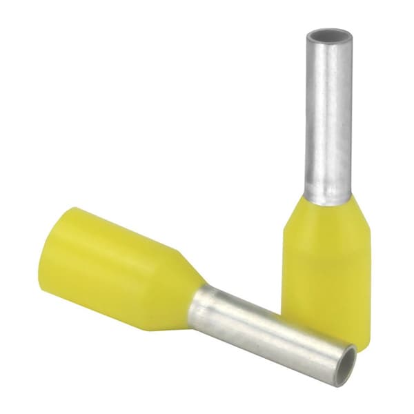 Pacer Amarillo 18 AWG Wire Ferrule - Longitud de 6mm - Paquete de 25 - TFRL18-6MM-25