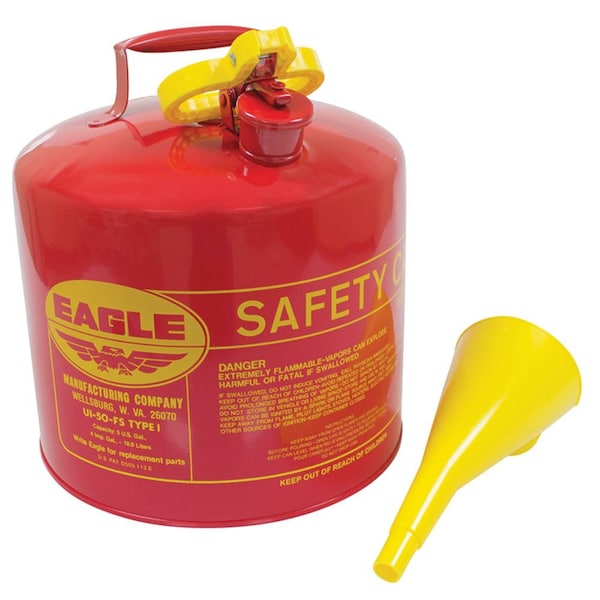 Stens Metal Safety Fuel Can 765-188 Eagle 5 Gallon With Funnel - 765-188