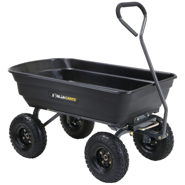 Gorilla Carts GCG-4 Garden Dump Cart, 600 lb Weight Capacity, 35.2 in L x 21.8 in W Deck, Straight Pull Handle - GCG-4/GOR4PS