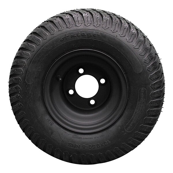 Antego 18 x 9.5-8 in Lawn Mower Tire & Wheel, 4 Ply, Matte Black, 2 PK - A870003100304189508