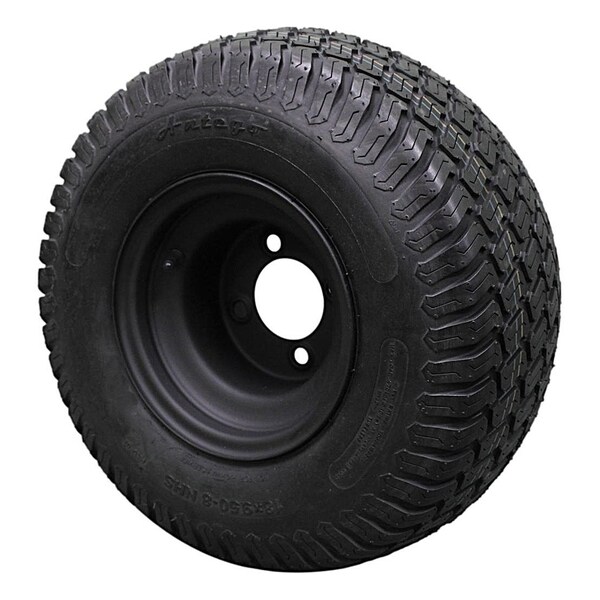 Antego 18 x 9.5-8 in Lawn Mower Tire & Wheel, 4 Ply, Matte Black, 2 PK - A870003100304189508