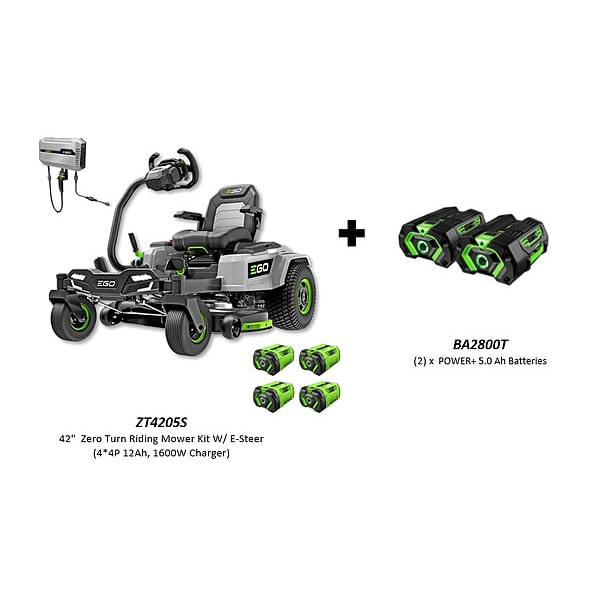 Ego EGO 42" Riding Mower and 2 Batteries - ZT4205S, BA2800T(2)
