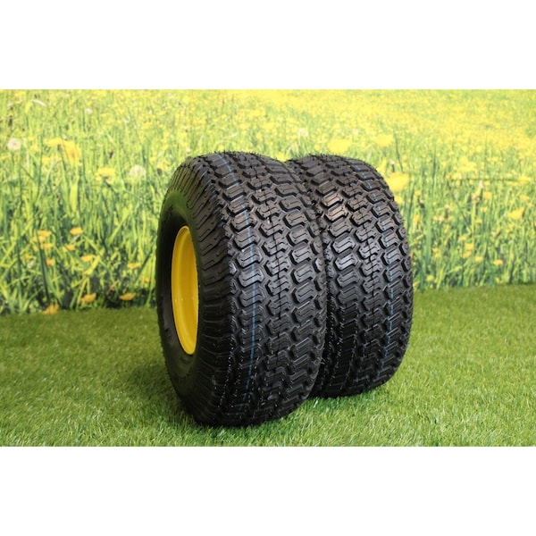Antego 15 x 6-6 in Lawn Mower Tire & Wheel, 4 Ply, John Deere Yellow, 2 PK - A6450060304156006