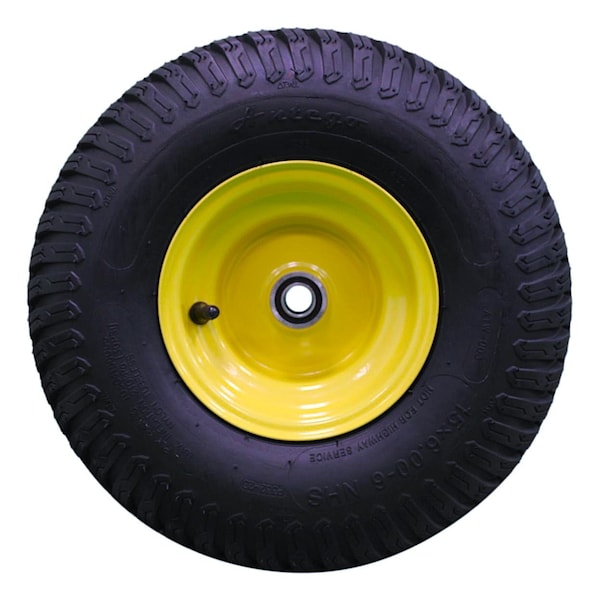 Antego 15 x 6-6 in Lawn Mower Tire & Wheel, 4 Ply, John Deere Yellow, 2 PK - A6450060304156006