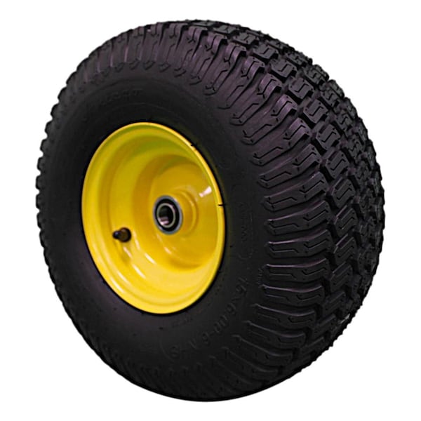 Antego 15 x 6-6 in Lawn Mower Tire & Wheel, 4 Ply, John Deere Yellow, 2 PK - A6450060304156006