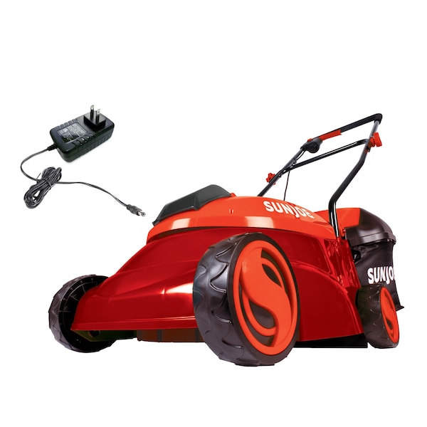 Sun Joe Cordless Lawn Mower | 14 inch | 28V | 5 Ah | Brushless Motor (Red) - MJ401C-XR-RED