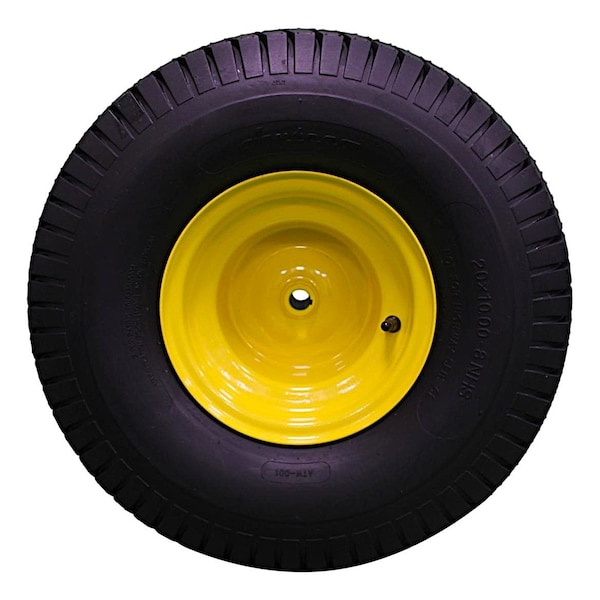 Antego 20 x 10-8 in Lawn Mower Tire & Wheel, 2 Ply, John Deere Yellow - A87001800601022010008