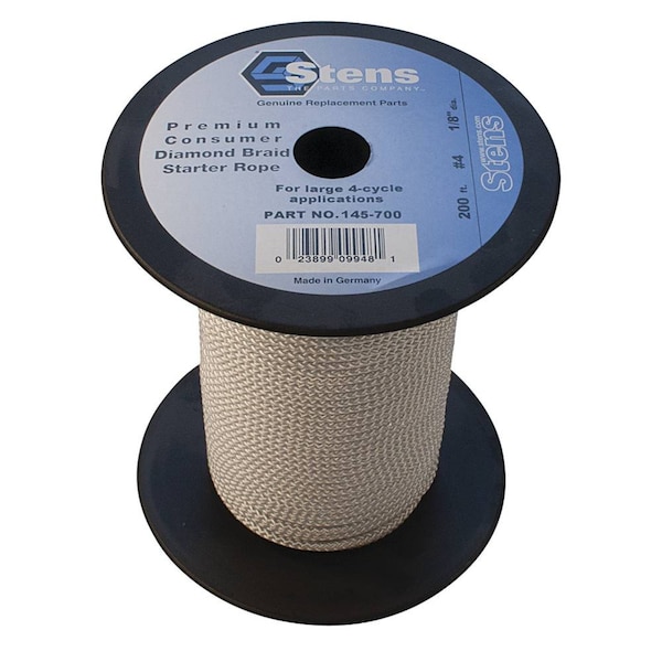 Stens Diamond Braid Starter Rope Size 4 For 4-Cycle Applications And 4-Cycle Push Mowers Engines 200' - 145-700