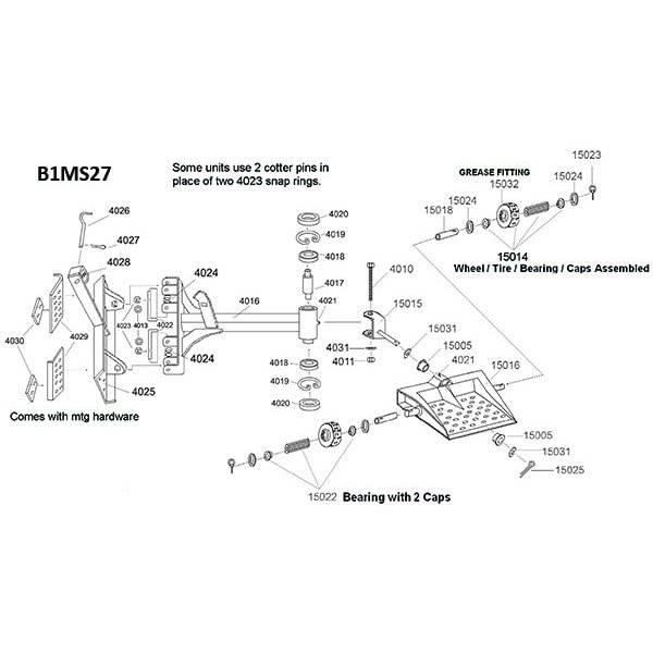 A & I Products TWO WHEEL SULKY WITH 18" ARM 29" x13" x11" - A-B1MS34