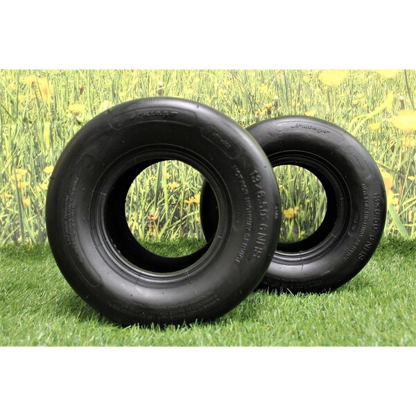 Antego 13 x 6.5-6 in Lawn Mower Tire, 4 Ply, Black, 2 PK - T0804136506