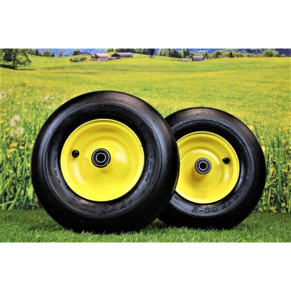 Antego 13 x 5-6 in Lawn Mower Tire & Wheel, 4 Ply, John Deere Yellow - A6325740060204135006