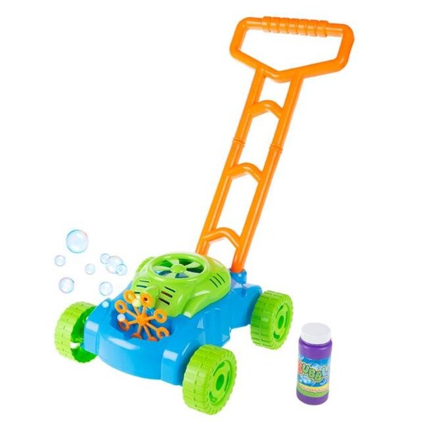 Hey Play Hey Play 80-1706V038 Bubble Lawn Mower - Toy Push Lawnmower Bubble Blower Machine; Blue; Green & Orange - 80-1706V038