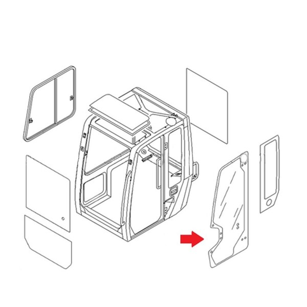 Aftermarket TB153FR TB180FR Cab Door Glass 0398630302 Fits Takeuchi Excavator - CAH40-0053