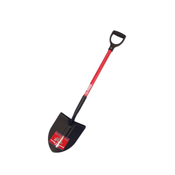 Bully Tools Round Point Shovel, 14 ga. Steel Blade, 46 in L Fiberglass Handle - 82510