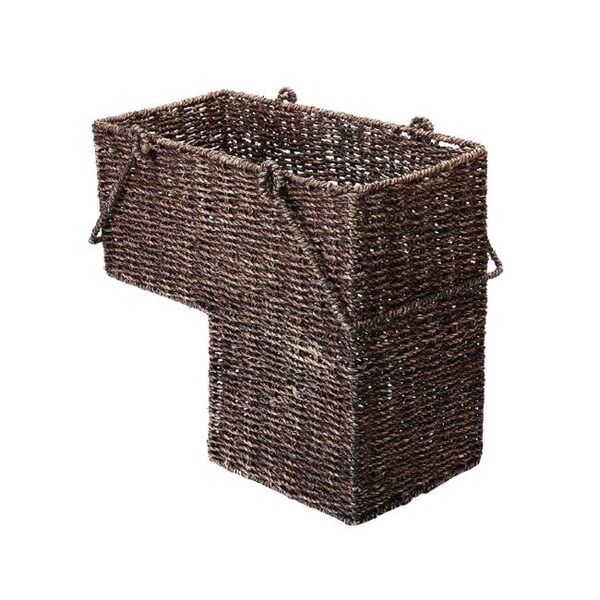 Villacera Villacera 83-DEC7019 14 in. Wicker Stair Case Basket with Handles - Brown - 83-DEC7019